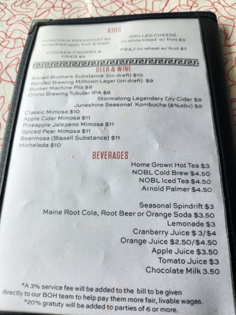Otherside Diner Menu 2